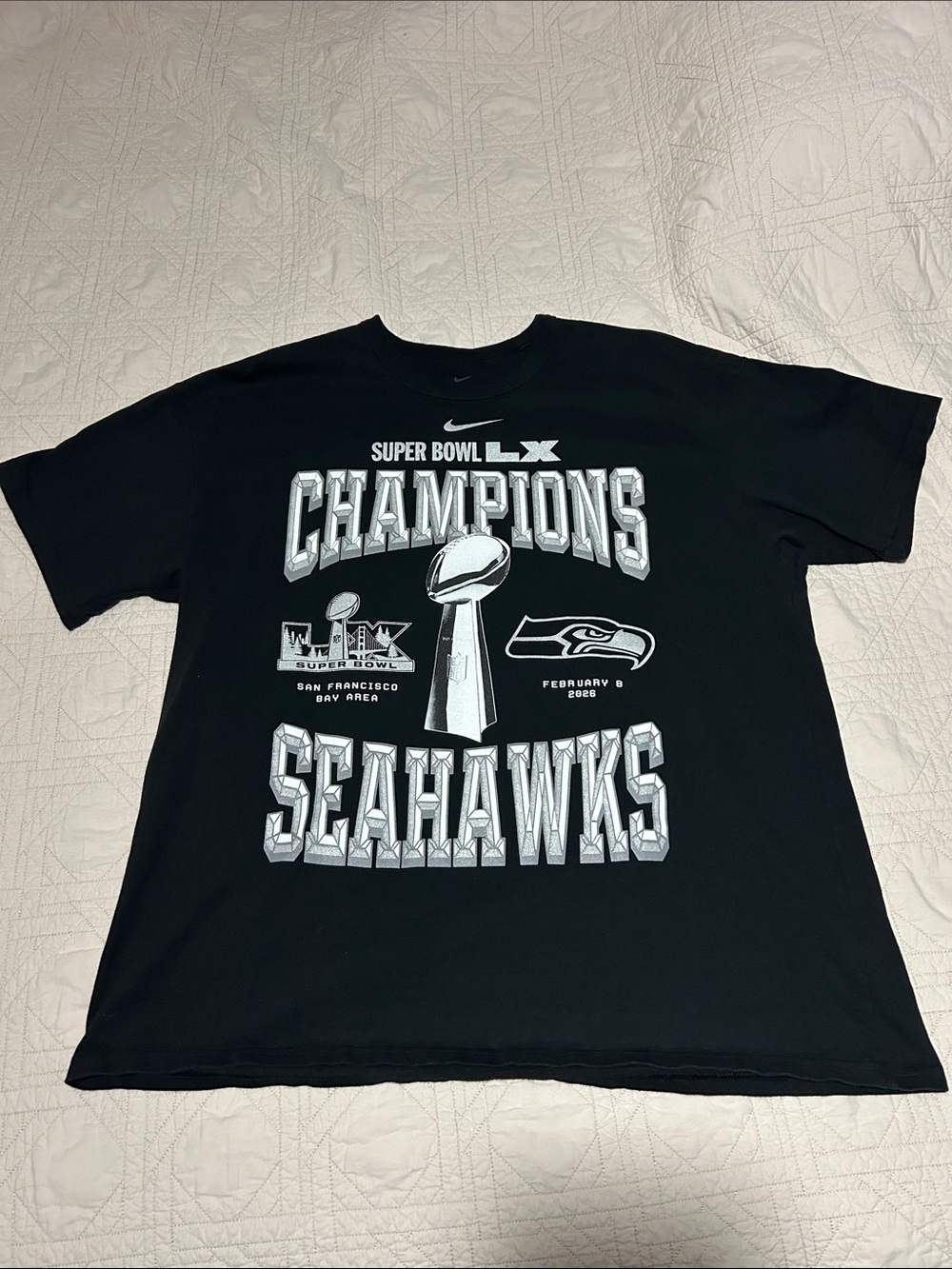 Nike Black Seahawks Super Bowl LX Champions Graphic Tee